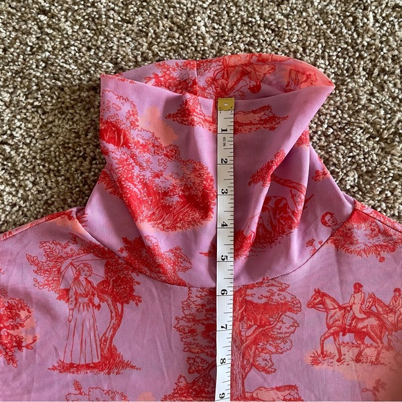 Rachel Antonoff Taffy Batter MANHUNT Lillian Pink/Red Mesh Knit Top Size Large - Picture 15 of 16